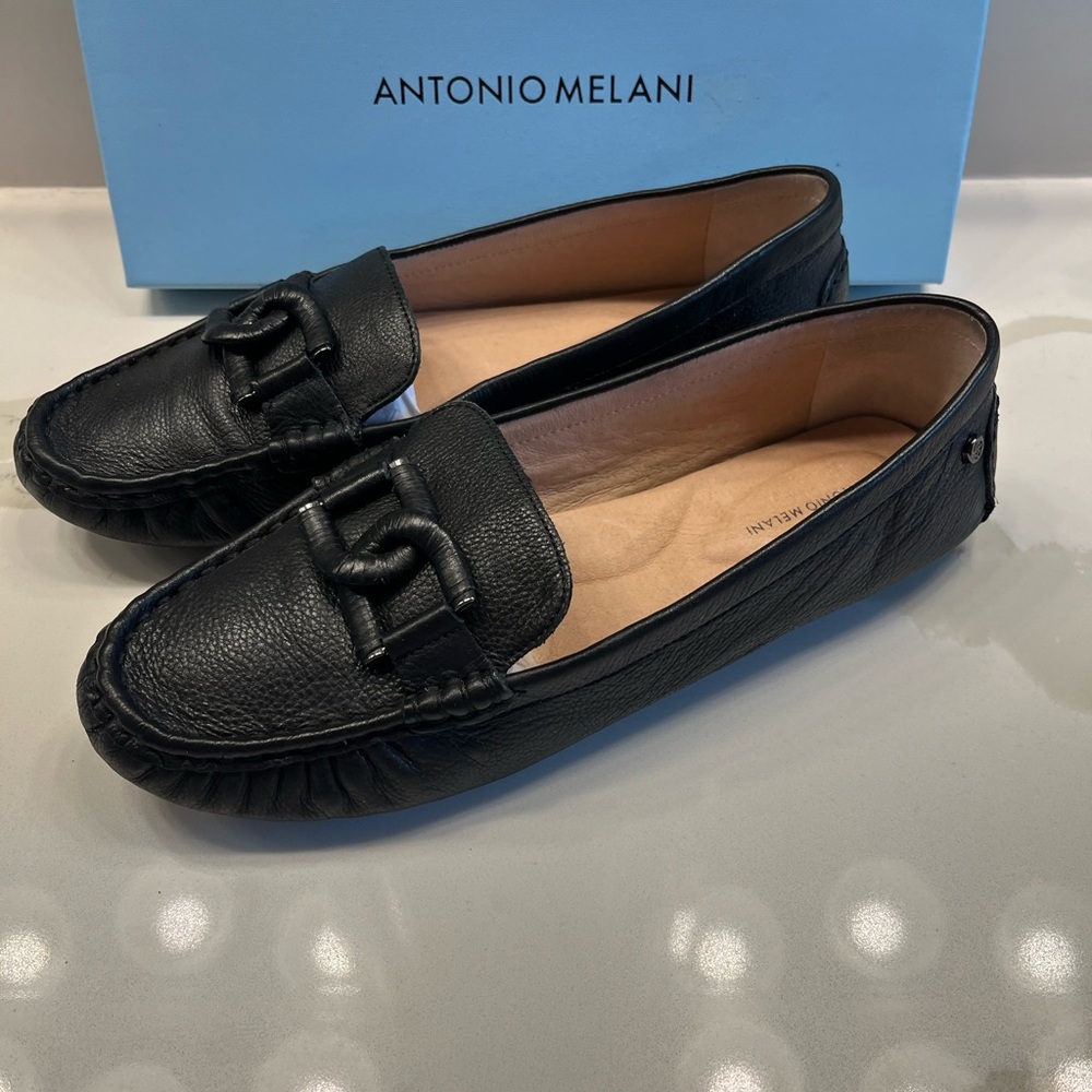 ANTONIO MELANI Black Leather Loafers